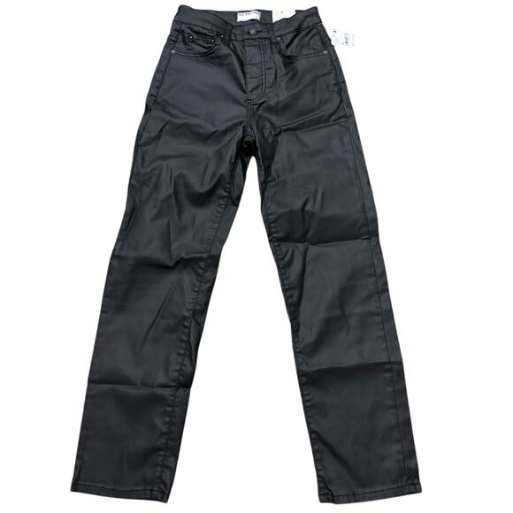 NWT Free People We The Free Black Coated Slim Straight Pants Women’s 26 - Picture 1 of 7